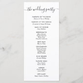 Elegant Modern Black and White Wedding Programmakaart (Achterkant)