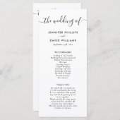 Elegant Modern Black and White Wedding Programmakaart (Voorkant / Achterkant)