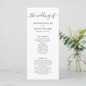 Elegant Modern Black and White Wedding Programmakaart (Staand voorkant)