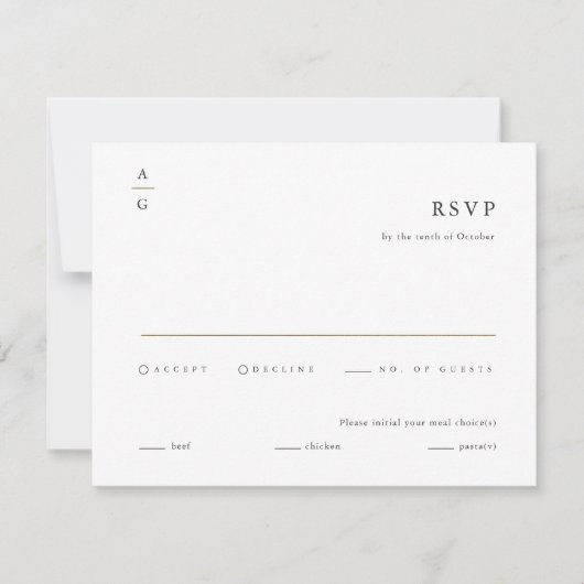 Elegant Modern Black and White Wedding RSVP Kaartje (Voorkant)
