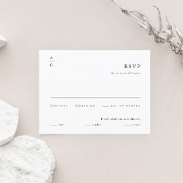 Elegant Modern Black and White Wedding RSVP Kaartje