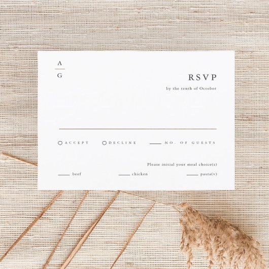 Elegant Modern Black and White Wedding RSVP Kaartje