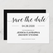 Elegant Modern Black and White Wedding Save The Date (Voorkant / Achterkant)