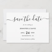 Elegant Modern Black and White Wedding Save The Date (Voorkant)