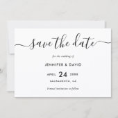 Elegant Modern Black and White Wedding Save The Date (Voorkant)