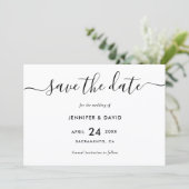 Elegant Modern Black and White Wedding Save The Date (Staand voorkant)