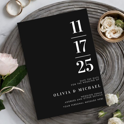 Elegant Modern Black and White Wedding Save The Date