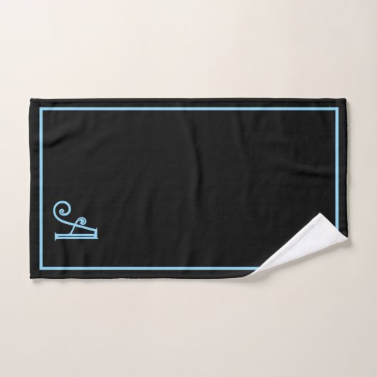 Elegant Modern Black &blue Monogram   Bad Handdoek (Handdoek)