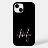 Elegant Modern Black Blush Pink Script Monogram Case-Mate iPhone Case (Achterkant)
