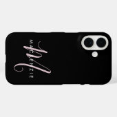 Elegant Modern Black Blush Pink Script Monogram Case-Mate iPhone Case (Achterkant (horizontaal))