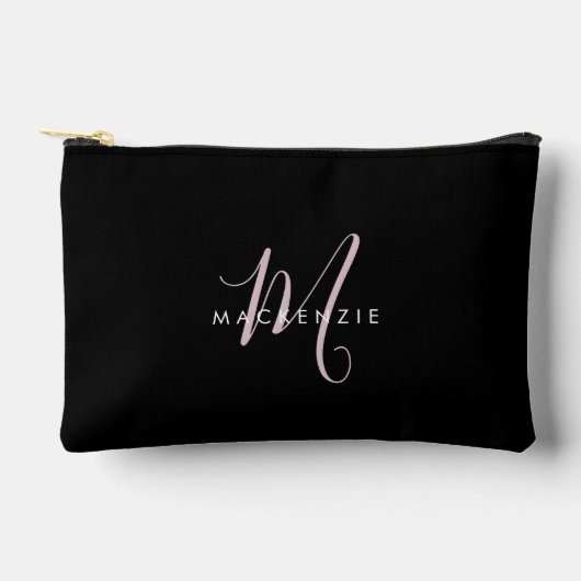 Elegant Modern Black Blush Pink Script Monogram Etui (Voorkant)