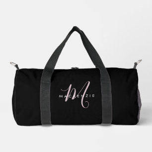 Elegant Modern Black Blush Pink Script Monogram Plunjezak