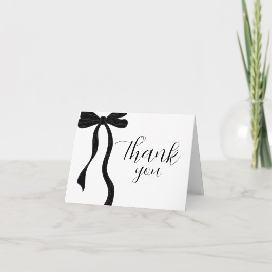 Elegant Modern Black Bow Birthday Bedankkaart (Voorkant)