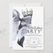Elegant Modern Black Bow Birthday Party  Kaart (Voorkant)