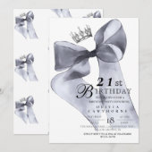 Elegant Modern Black Bow Birthday Party Kaart (Voorkant / Achterkant)