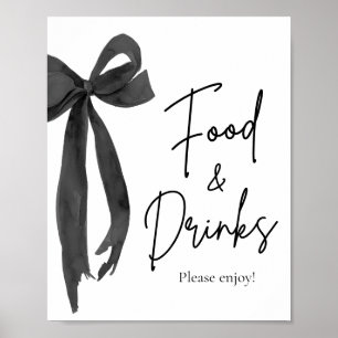 Elegant Modern Black Bow Voedsel en Drinken Teken Poster