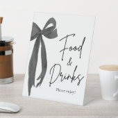 Elegant Modern Black Bow Voedsel en Drinken Teken Reclamebord Met Voetstuk (Insitu)