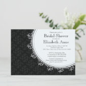 Elegant Modern Black Damask Vrijgezellenfeest Kaart (Staand voorkant)
