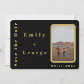 Elegant modern Black en Gold Couple Photo Wedding Save The Date (Voorkant)
