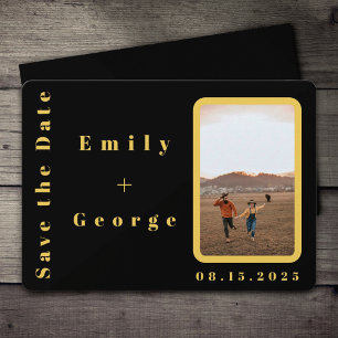 Elegant modern Black en Gold Couple Photo Wedding Save The Date