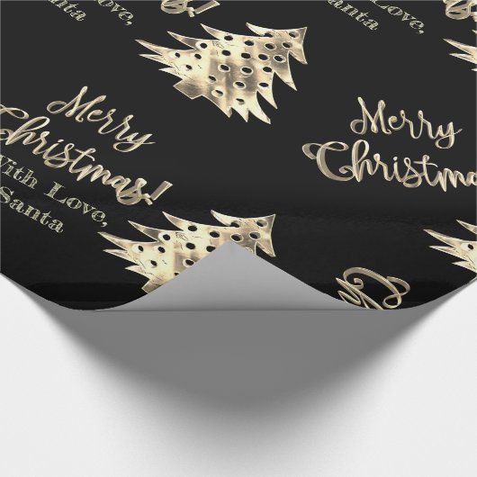 Elegant Modern Black en Gold Kerstmis Cadeaupapier (Hoek)