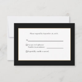 Elegant Modern Black en Gold RSVP Kaartje