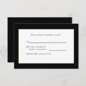 Elegant Modern Black en Gold RSVP Kaartje (Voorkant / Achterkant)