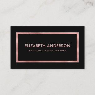 Elegant Modern Black en Roos Gold Foil Visitekaartje