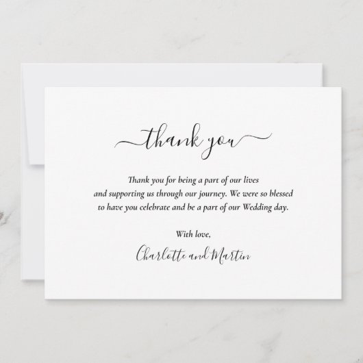 Elegant Modern Black en White Bedankkaart (Voorkant)