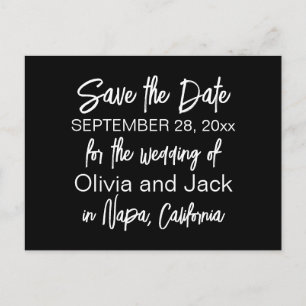 Elegant Modern Black en White Save the Date Briefkaart