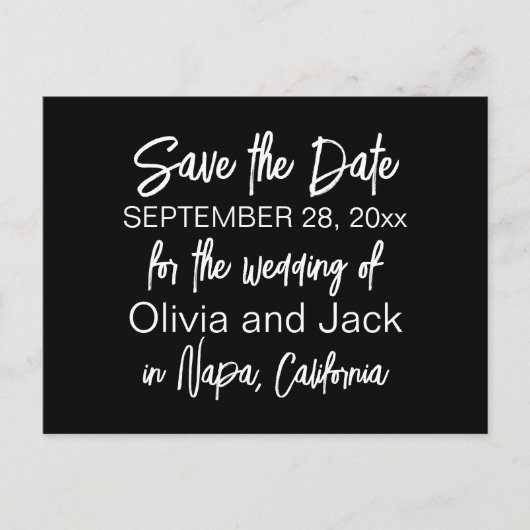 Elegant Modern Black en White Save the Date Briefkaart (Voorkant)