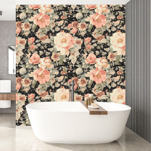 Elegant Modern Black Floral Pattern Behang