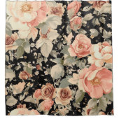 Elegant Modern Black Floral Pattern Douchegordijn (Voorkant)