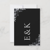 Elegant Modern Black Floral Wedding RSVP Card Notitiekaartje (Achterkant)