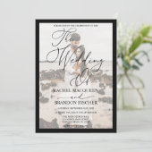 Elegant Modern Black Framed Couple Photo Wedding Kaart (Staand voorkant)