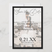 Elegant Modern Black Framed Couple Photo Wedding Save The Date (Voorkant)