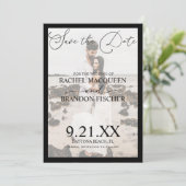 Elegant Modern Black Framed Couple Photo Wedding Save The Date (Staand voorkant)