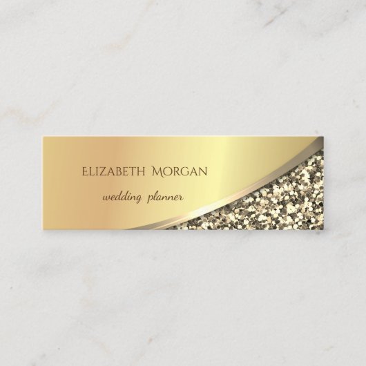 Elegant Modern Black, Glitter, Gold Mini Visitekaartje (Voorkant)
