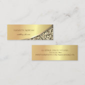 Elegant Modern Black, Glitter, Gold Mini Visitekaartje (Voorkant / Achterkant)