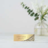 Elegant Modern Black, Glitter, Gold Mini Visitekaartje (Staand voorkant)