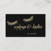 Elegant Modern Black, Glitter Lashes, Makeup Visitekaartje (Voorkant)