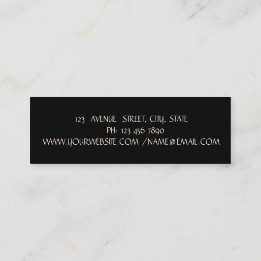 Elegant Modern, Black, Glitter Lashes Mini Visitekaartje (Achterkant)