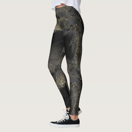 Elegant Modern Black Glitter Sparkles Gift Leggings (Links)