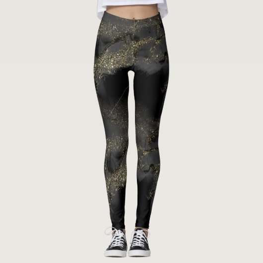 Elegant Modern Black Glitter Sparkles Gift Leggings (Voorkant)