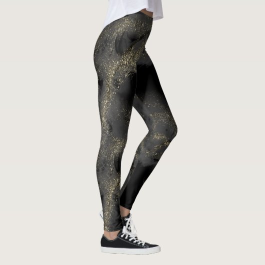 Elegant Modern Black Glitter Sparkles Gift Leggings (Rechts)