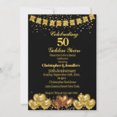 Elegant Modern Black&Gold 50ste bruiloft Jubileum Kaart (Voorkant)