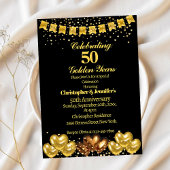 Elegant Modern Black&Gold 50ste bruiloft Jubileum Kaart