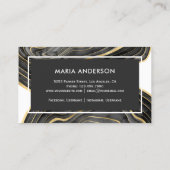 Elegant Modern Black Gold Agate Geode Gemstone Visitekaartje (Achterkant)