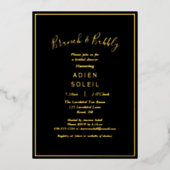 Elegant Modern Black Gold Bridal Brunch en Bubble Folie Uitnodiging (Voorkant)