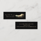 Elegant Modern Black, Gold Faux Lashes Mini Visitekaartje (Voorkant / Achterkant)